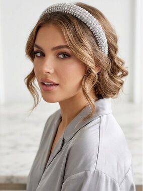 NWT Berry Silver Rhinestone Padded Headband Sparkly Crystal Wide Hair Accessory